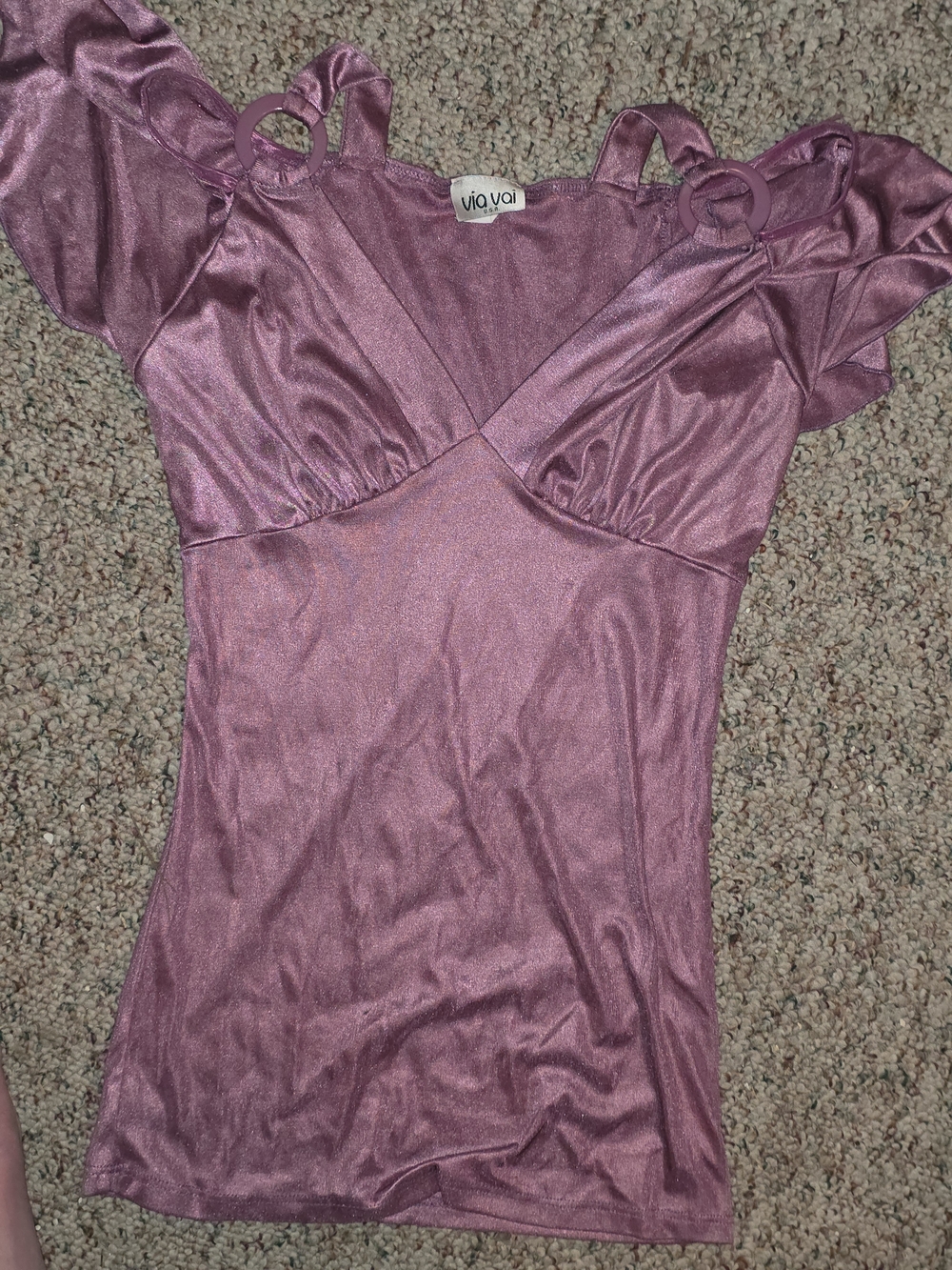 Via Vai Purple Cold Shoulder Blouse